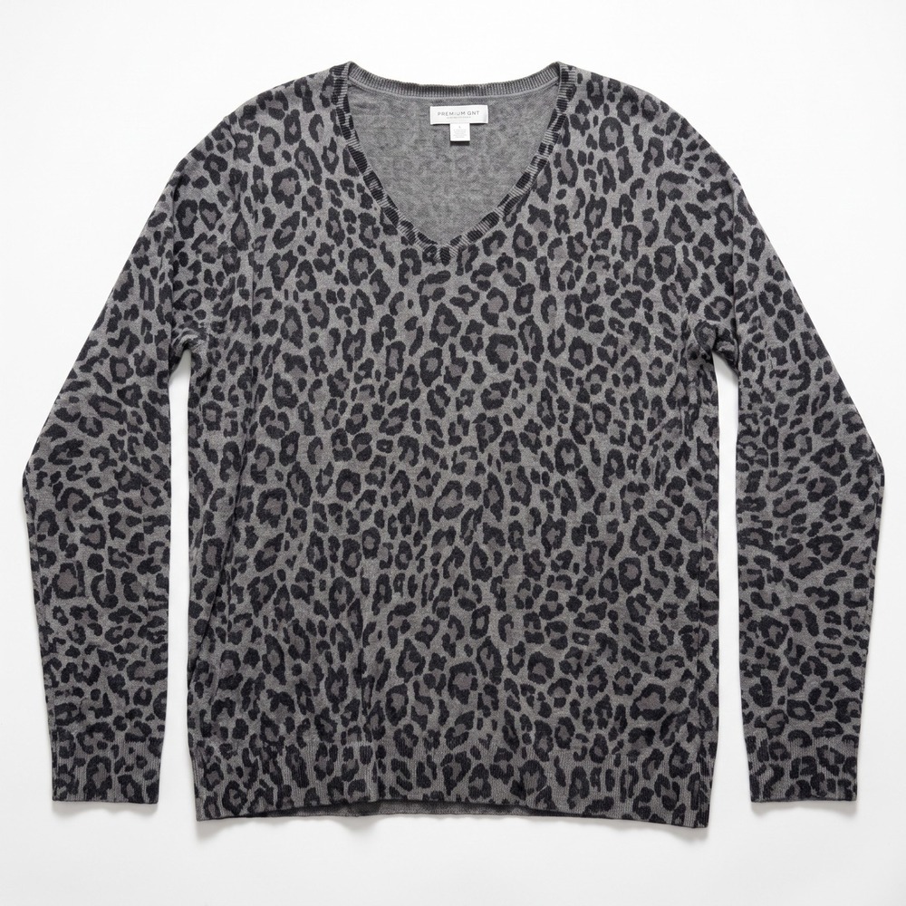 Amazon Essentials XXL Gray Leopard Print Sweater Womens Casual Cozy Top